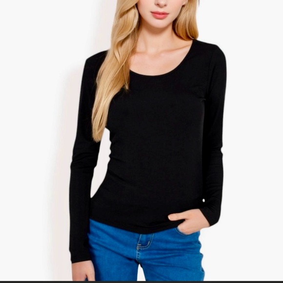 New Without Tags Target A NEW DAY Black Long Sleeve Scoop Neck Top Shirt Soft 2X - Picture 1 of 7